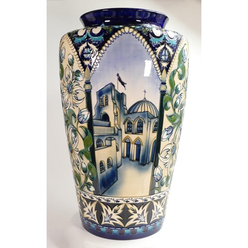 896 - A large prestige Moorcroft pottery vase in the Jerusalem pattern designed by Nicola Slaney, showing ... 