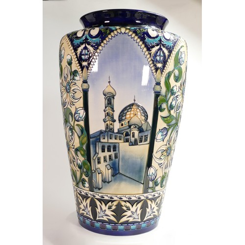 896 - A large prestige Moorcroft pottery vase in the Jerusalem pattern designed by Nicola Slaney, showing ... 