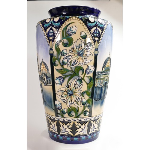 896 - A large prestige Moorcroft pottery vase in the Jerusalem pattern designed by Nicola Slaney, showing ... 