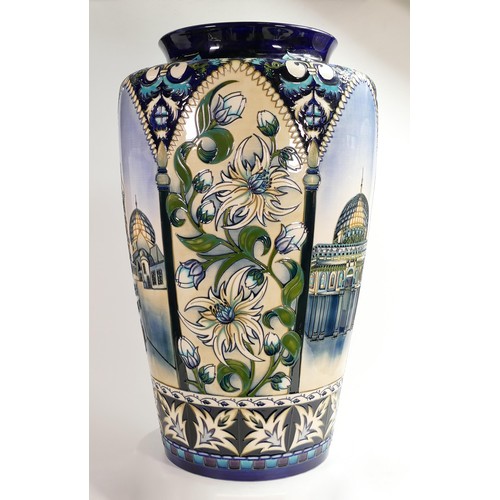 896 - A large prestige Moorcroft pottery vase in the Jerusalem pattern designed by Nicola Slaney, showing ... 