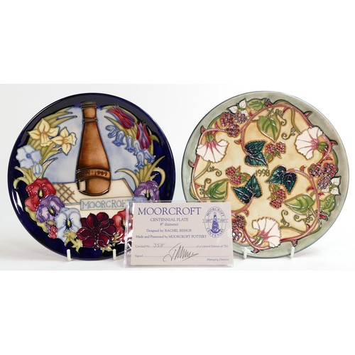 907 - Moorcroft Centennial plate. Limited edition 358/750 with certificate, together with Summer's End 199... 