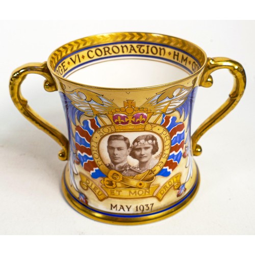 991 - Shelley George VI Royal commemorative Loving cup, 11.5cm high.