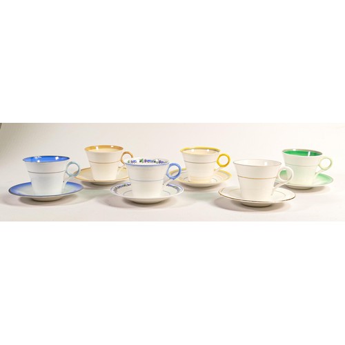 995 - Shelley Regent coffee cups & saucers x 6. Pattern No.s 12046, 083, 12130, 12323, 12322 and 1 with Go... 