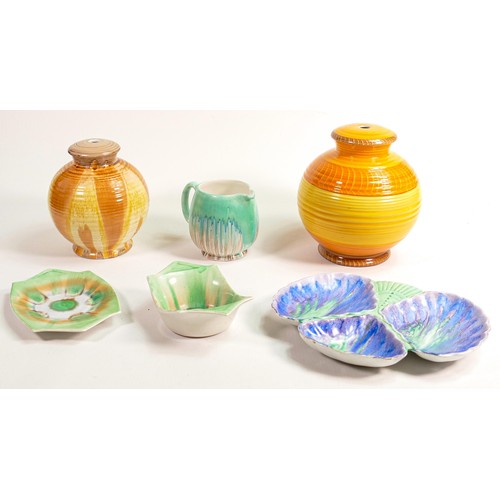 997 - Shelley Harmony Drip branded ware consisting of 17cm lamp base in orange/yellow. 14cm lamp base in b... 