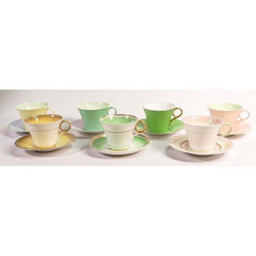 998 - Shelley Regent shape tea cups & saucers x 6. Pattern No.s 12324, 12875, 12626, 12139/4, 12075/F, 120... 