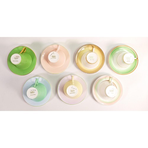 998 - Shelley Regent shape tea cups & saucers x 6. Pattern No.s 12324, 12875, 12626, 12139/4, 12075/F, 120... 