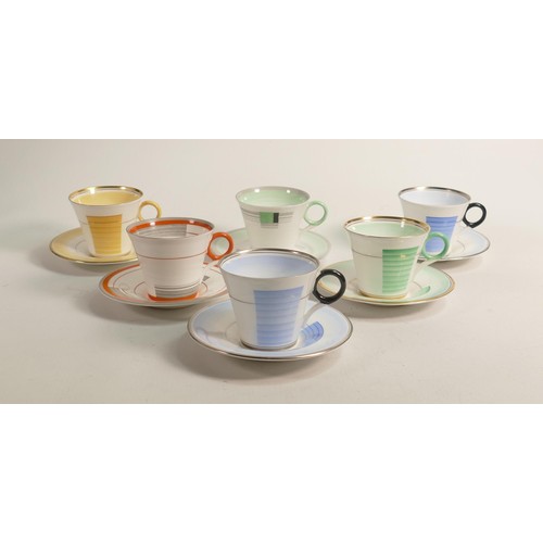 1003 - Shelley Regent shape coffee cups & saucers x 6, Pattern No.s 12207/B x 2, 12248/G, 12132/W, 12465, 1... 