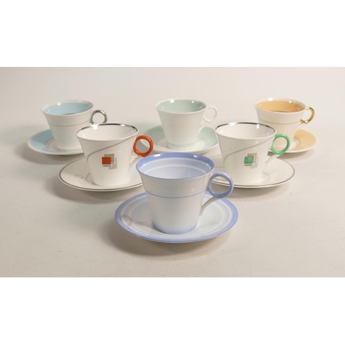 1006 - Shelley Regent shape coffee cups & saucers x 6, pattern No.s 12400/10, 12401/2, 13706/G, 12290, 1247... 