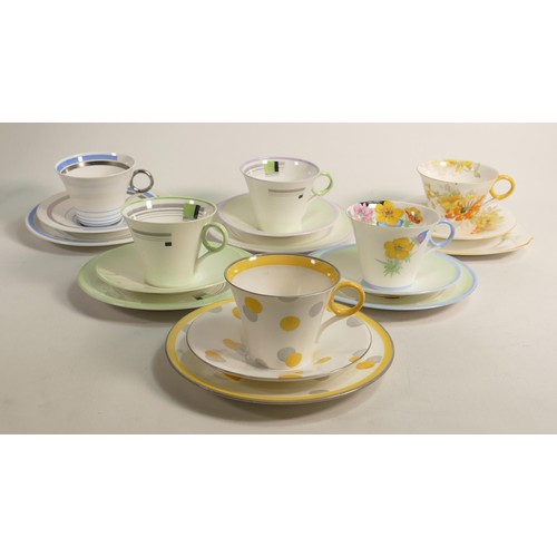 1007 - Shelley Regent shape trios x 6, pattern No.s 12146, 12212, 12129/W, 12129/G, 12133/B, 12533. Pattern... 