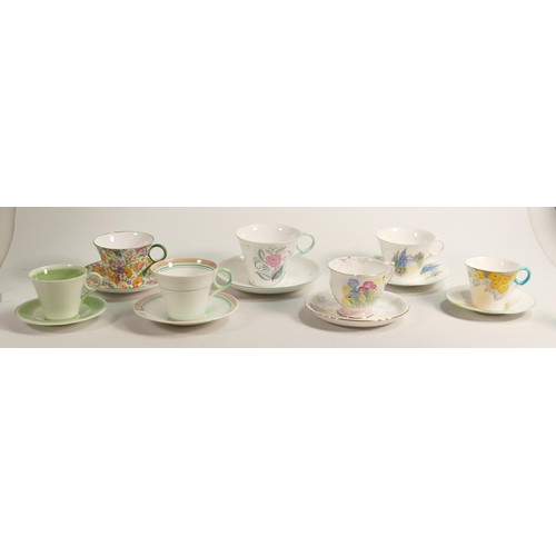 1011 - Shelley Regent shape 1 x breakfast cup & saucer, 3 x tea cups & saucers, 2 x coffee cups & saucers, ... 