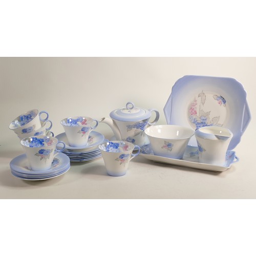 1017 - Shelley Regent shape, 21 piece tea set, tea pot, sandwich tray and lemon plate,  (24)