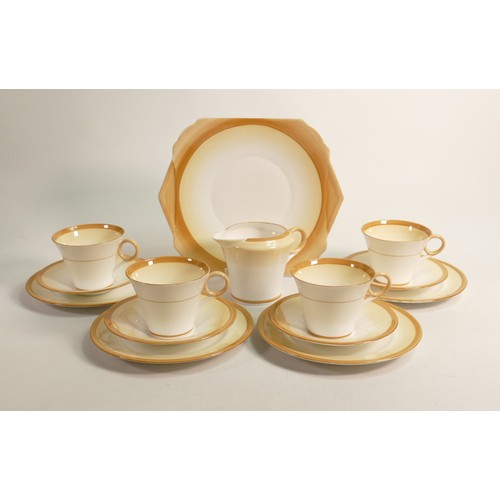 1020 - Shelley Regent shape part tea set, 4 x cups, saucers, side plates, bread & butter plate plus milk ju... 