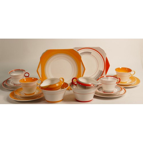 1021 - Shelley Regent shape tea ware, 2 x trios, bread & butter plate, milk jug and sugar bowl, pattern no.... 