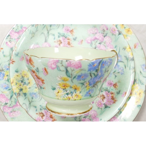 1032 - Shelley Melody patterned 22 piece tea set including trios, fruit bowl, open veg dish, dessert bowls ... 