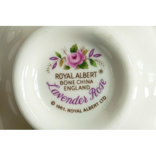 1045 - Royal Albert Lavender Rose patterned tea, coffee & dinner ware to include part tea set, coffee pot, ... 