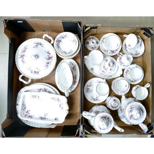 1045 - Royal Albert Lavender Rose patterned tea, coffee & dinner ware to include part tea set, coffee pot, ... 