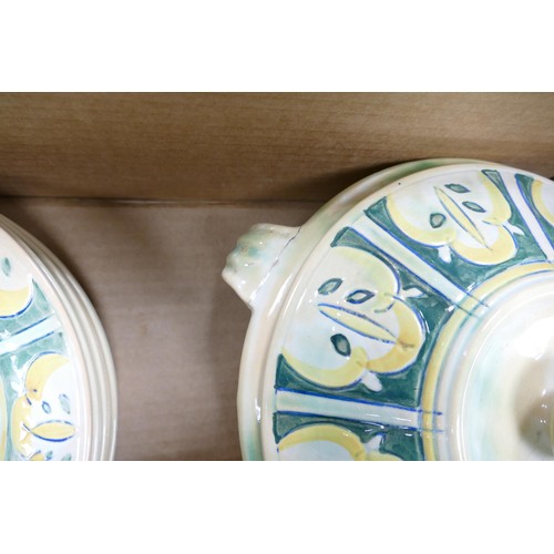 1070 - Royal Doulton Sir Frank Brangwyn R.A. R.W.S. R.B.A. dinnerware D5033 to include lidded tureens, 2 ha... 