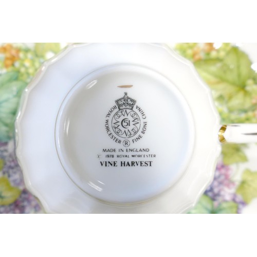 1075 - Royal Worcester Floral Vine Harvest patterned tea & dinner ware, 58 pieces in 4 trays.