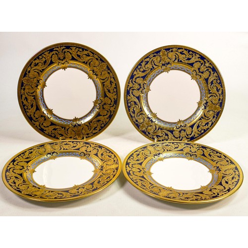 1088 - De Lamerie Fine Bone China heavily gilded Empress patterned set of four salad plates, specially made... 