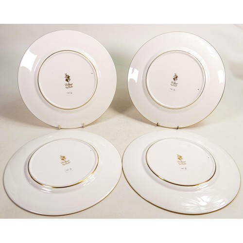 1090 - De Lamerie Fine Bone China heavily gilded Empress patterned set of four dinner plates, specially mad... 