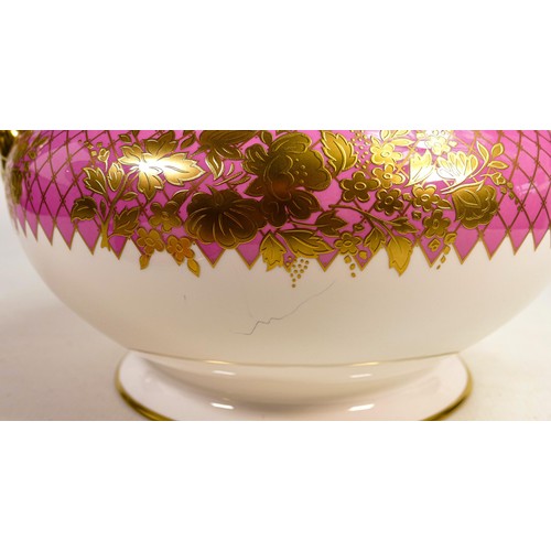 1094 - De Lamerie Fine Bone China heavily gilded pink & floral special commission large soup tureen, specia... 