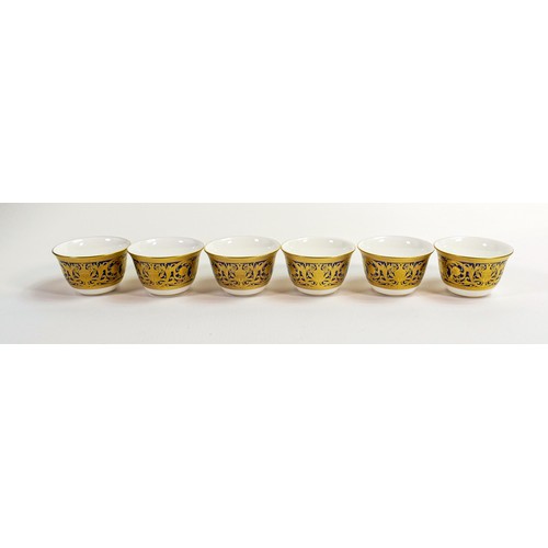 1100 - De Lamerie Fine Bone China heavily gilded Robert Adam patterned tea bowls, specially made high end q... 