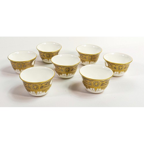 1103 - De Lamerie Fine Bone China heavily gilded tea bowls, specially made high end quality items, made in ... 