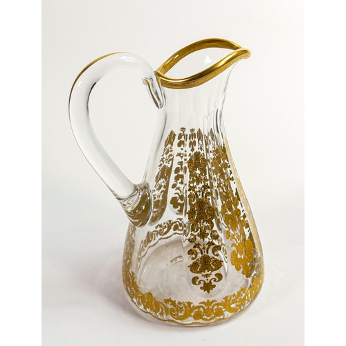 1108 - De Lamerie Fine Bone China heavily gilded glass water jug, specially made high end quality item, mad... 