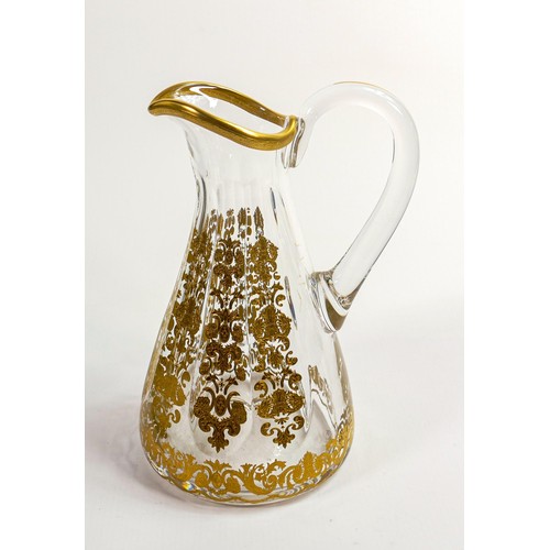 1108 - De Lamerie Fine Bone China heavily gilded glass water jug, specially made high end quality item, mad... 