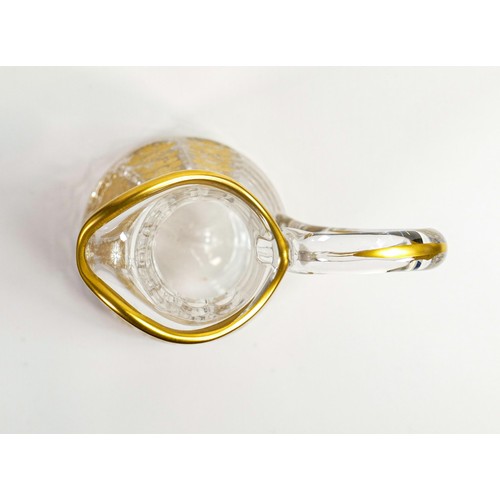 1108 - De Lamerie Fine Bone China heavily gilded glass water jug, specially made high end quality item, mad... 