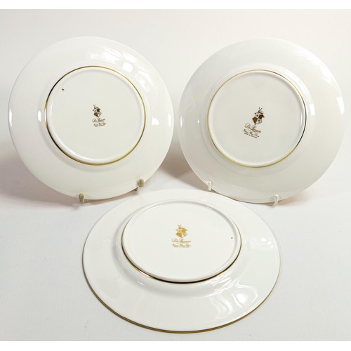 1116 - De Lamerie Fine Bone China, three heavily gilded Royale Pattern dessert plates, specially made high ... 