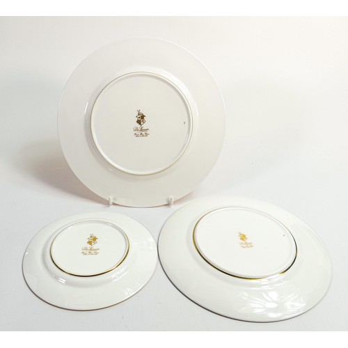 1117 - De Lamerie Fine Bone China, three graduated heavily gilded Royale pattern plates, specially made hig... 