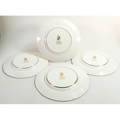 1121 - De Lamerie Fine Bone China, heavily gilded Burgundy dinner plates, specially made high end quality i... 