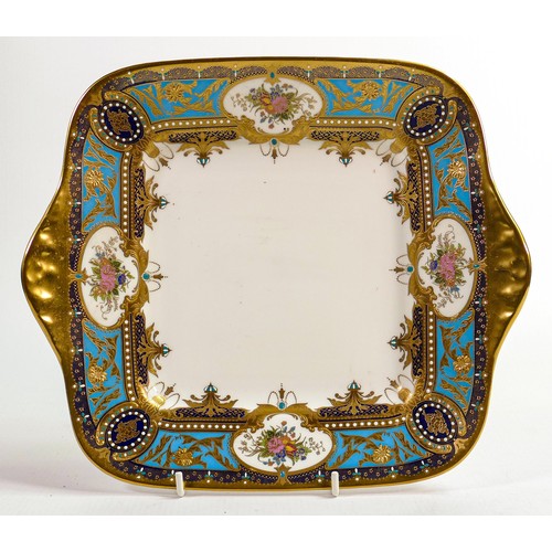 1135 - De Lamerie Fine Bone China Floral Majestic patterned handled sandwich plate , specially made high en... 