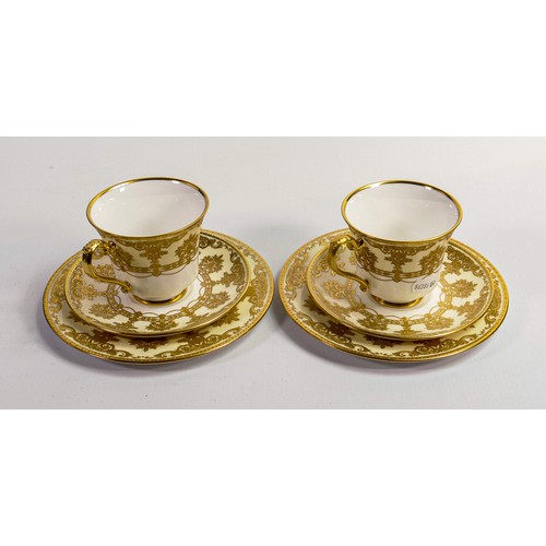 1172 - De Lamerie Fine Bone China Ivory Elegance patterned trios, specially made high end quality items (6)