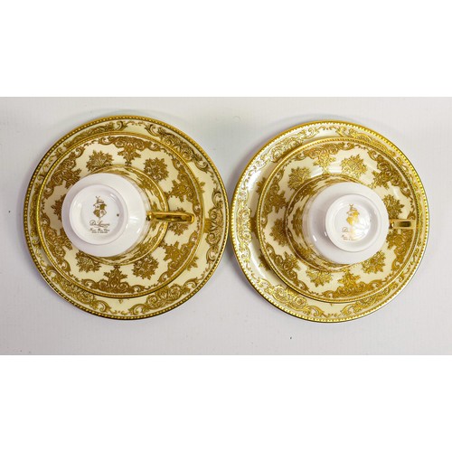 1172 - De Lamerie Fine Bone China Ivory Elegance patterned trios, specially made high end quality items (6)