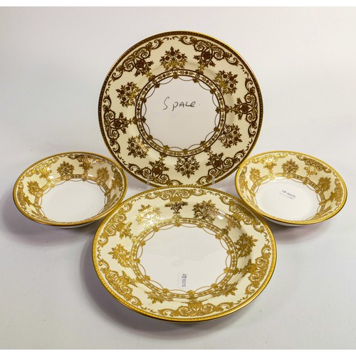 1177 - De Lamerie Fine Bone China Ivory Elegance patterned bowls, rimmed bowl & salad plate, specially made... 