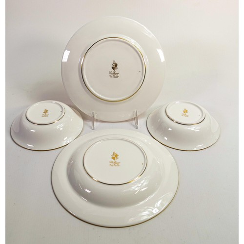 1177 - De Lamerie Fine Bone China Ivory Elegance patterned bowls, rimmed bowl & salad plate, specially made... 