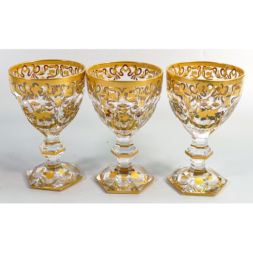 1231 - De Lamerie Fine Bone China Ribbons & Swags patterned goblets, specially made high end quality item, ... 