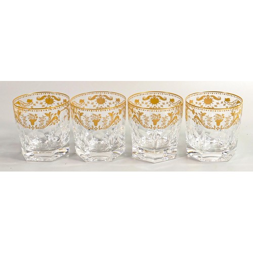 1233 - De Lamerie Fine Bone China Renaissance Versailles patterned whisky glasses, specially made high end ... 