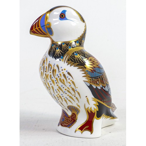 1247 - Royal Crown Derby Puffin paperweight, gold stopper.