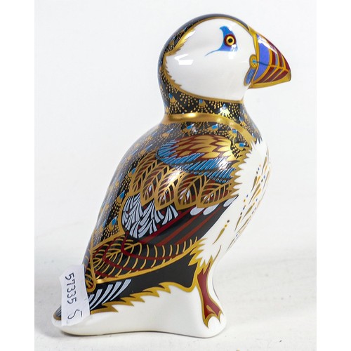 1247 - Royal Crown Derby Puffin paperweight, gold stopper.