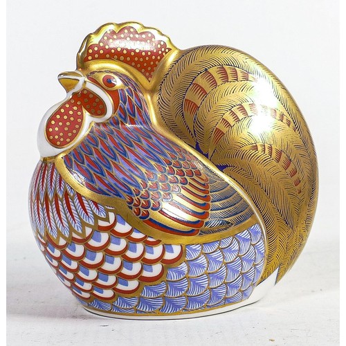 1248 - Royal Crown Derby Cockerel paperweight, gold stopper.