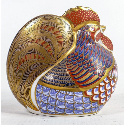 1248 - Royal Crown Derby Cockerel paperweight, gold stopper.