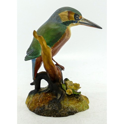 1259 - Royal Crown Derby matt bird figure Kingfisher, height 14cm.