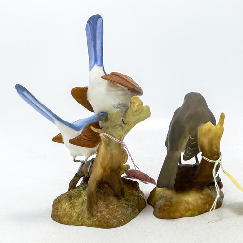 1260 - Royal Crown Derby matt bird figures including Robin & Fairy Wrens - robin is boxed (2)