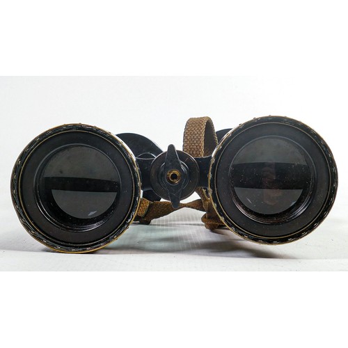 1574 - WWII era Barr & Stroud 7x naval Binoculars, sea spray covers fitted, in leather case.