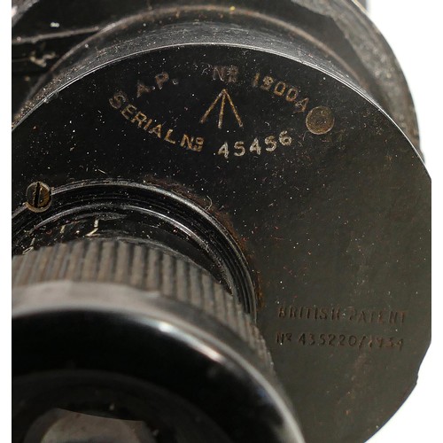 1574 - WWII era Barr & Stroud 7x naval Binoculars, sea spray covers fitted, in leather case.