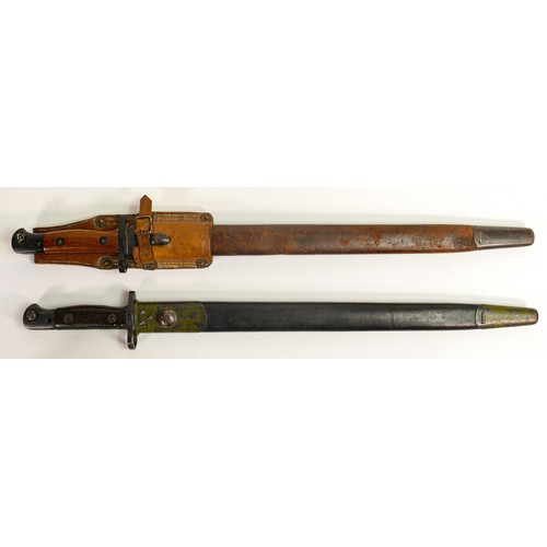 1576 - British pattern 1907 bayonet by Wilkinson in khaki sheath together with another similar 1907 bayonet... 