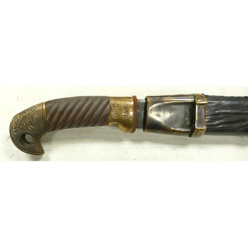 1581 - A circa 1934 Russian Shashka Dragoon sabre. Steel blade, brass accents on grip and scabbard. Date st... 